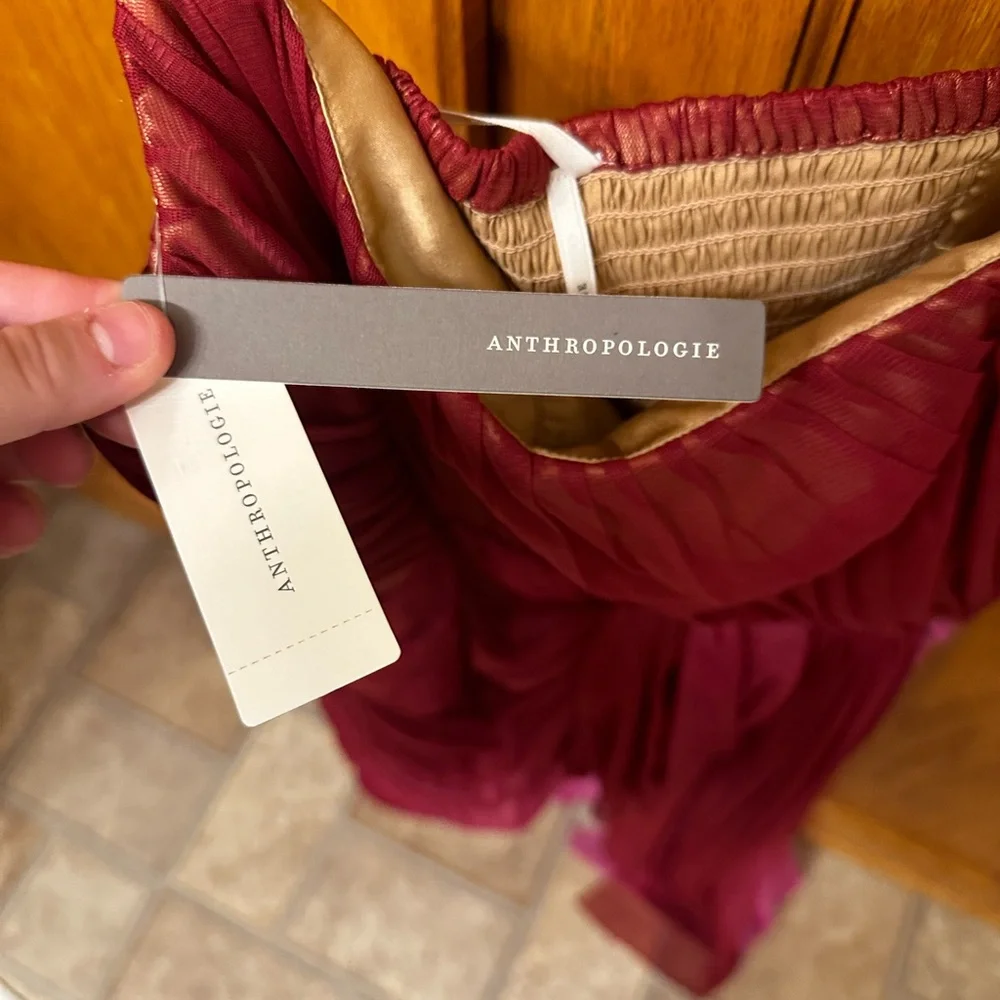 NWT Anthropologie Structured Tulle Dress Pink/Rose - Picture 9 of 10